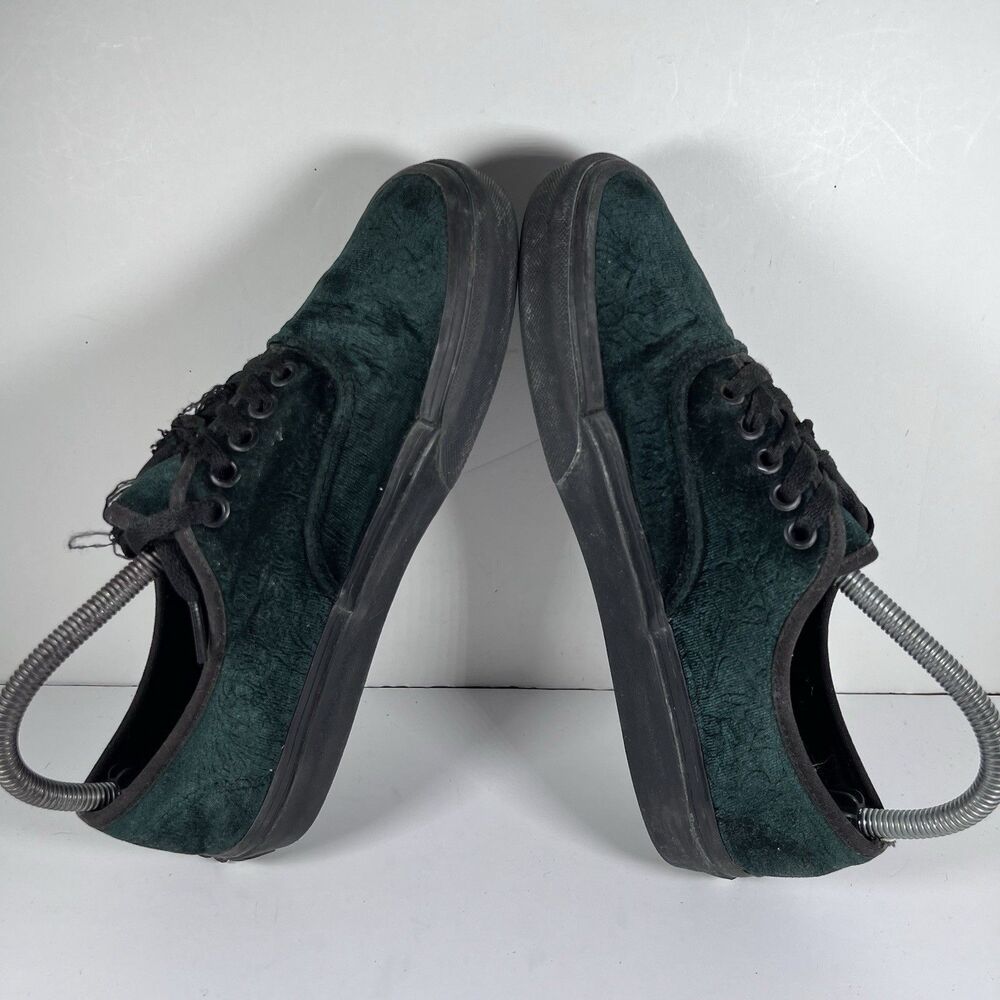 Vans Authentic Green Velvet/Velour Lace Up Skate Shoes Sneakers Women's Size 8 - Picture 5 of 8